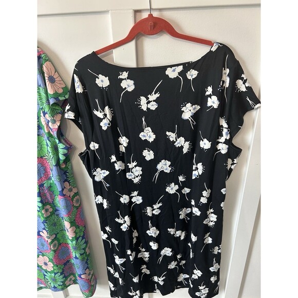 Talbots Effortless Jersey Bella Dress Plus Size 3XLP Floral Short Sleeve 2 Pack - Picture 9 of 12